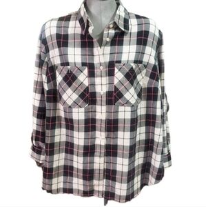 LAUREN BY RALPH LAUREN TWILL PLAID COTTON SHIRT 2X